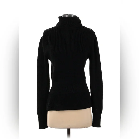 Ralph Lauren Purple Label Women’s M Sweater Silk Cashmere Turtleneck Buttons - Picture 2 of 9